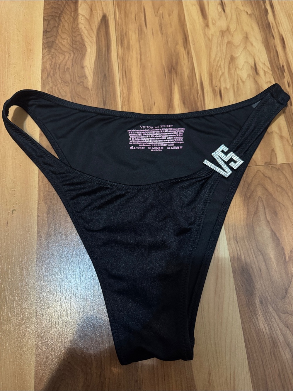 Victoria's Secret Black Bikini Set with VS Shine Logo Hardware L TOP M BOTTOM*** - Picture 3 of 6